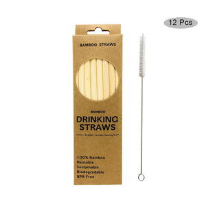 Eco-Friendly Bamboo Straws 12 Pcs 1 Brush - earth lovin