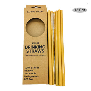 Eco-Friendly Bamboo Straws 12 Pcs 1 Brush - earth lovin