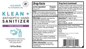 Klean + Hand Sanitizer Crisp Lavender 50ml (3Pack) - earth lovin