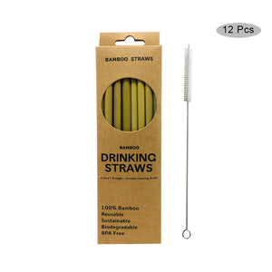 Eco-Friendly Bamboo Straws 12 Pcs 1 Brush - earth lovin