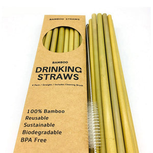 Eco-Friendly Bamboo Straws 12 Pcs 1 Brush - earth lovin